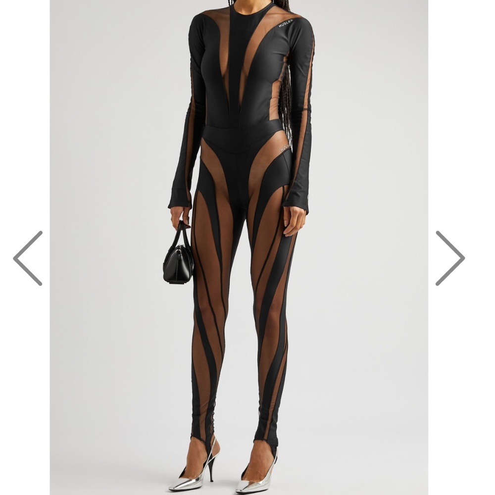 NWT Mugler black mesh leggings size 40